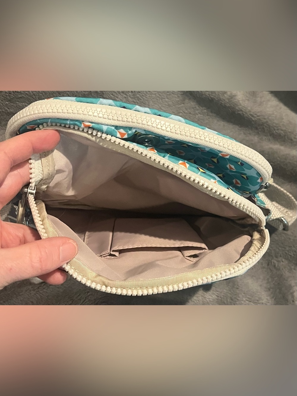 Kipling Teal Print Crossbody with Khaki Wallet NWT - Picture 5 of 9